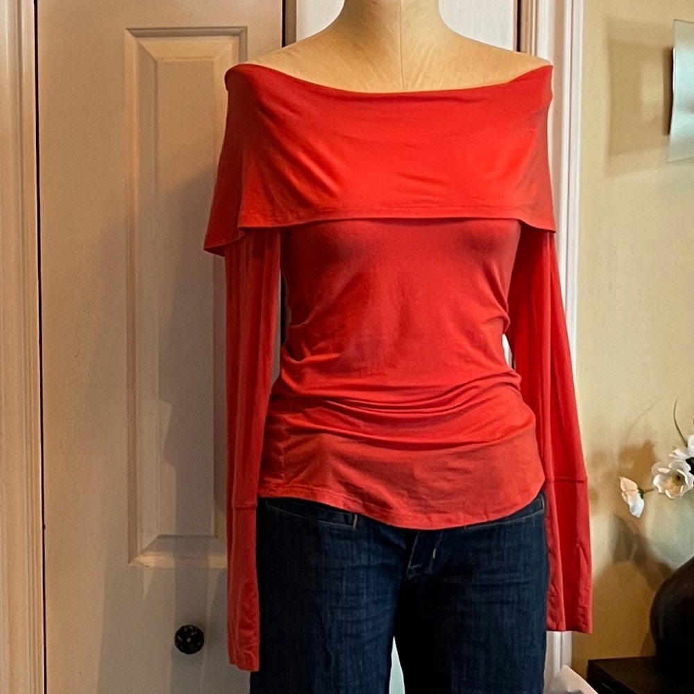 Free People Orange Off the Shoulder Top
